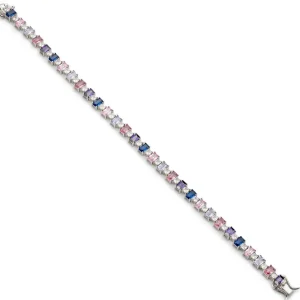 Pulseras Con Piedras | LINEARGENT Pulsera con piedras en talla esmeralda multicolor