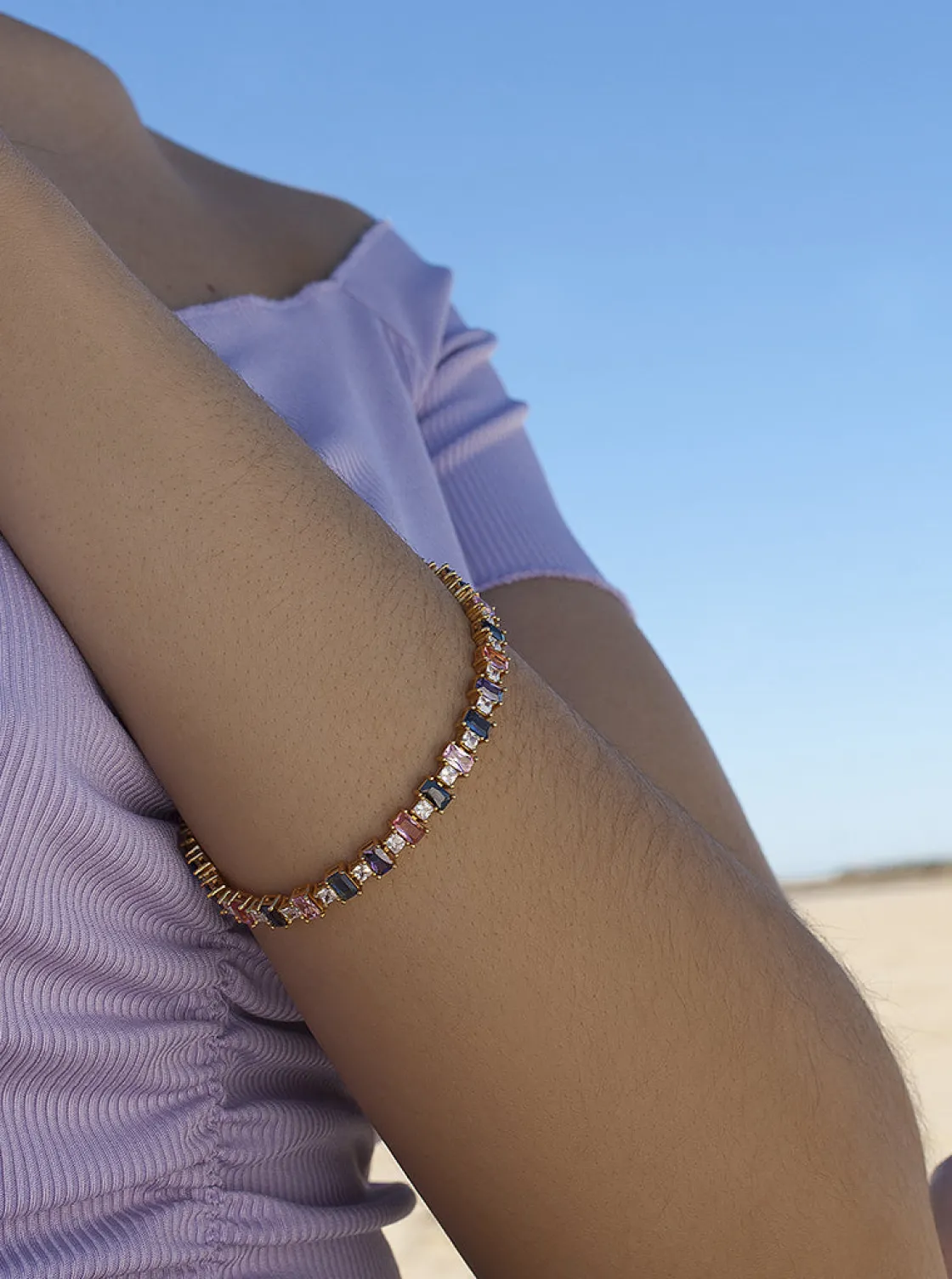 Pulseras Con Piedras | LINEARGENT Pulsera con piedras en talla esmeralda multicolor