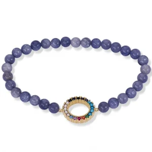 Pulsera De Bolas | Pulseras Con Piedras | LINEARGENT Pulsera de bolas con motivo central circular dorado