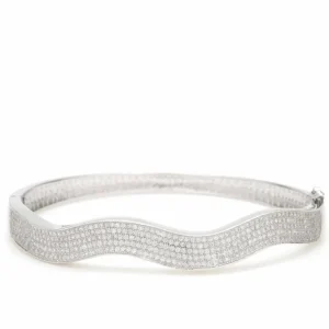 Pulseras Esclavas | LINEARGENT Pulsera esclava curvilínea con seis carriles de circonita