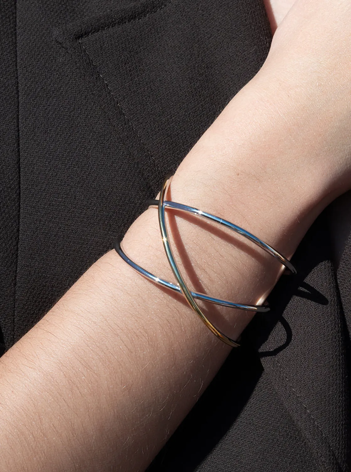 Pulseras Esclavas | LINEARGENT Pulsera esclava de plata bicolor en dorado