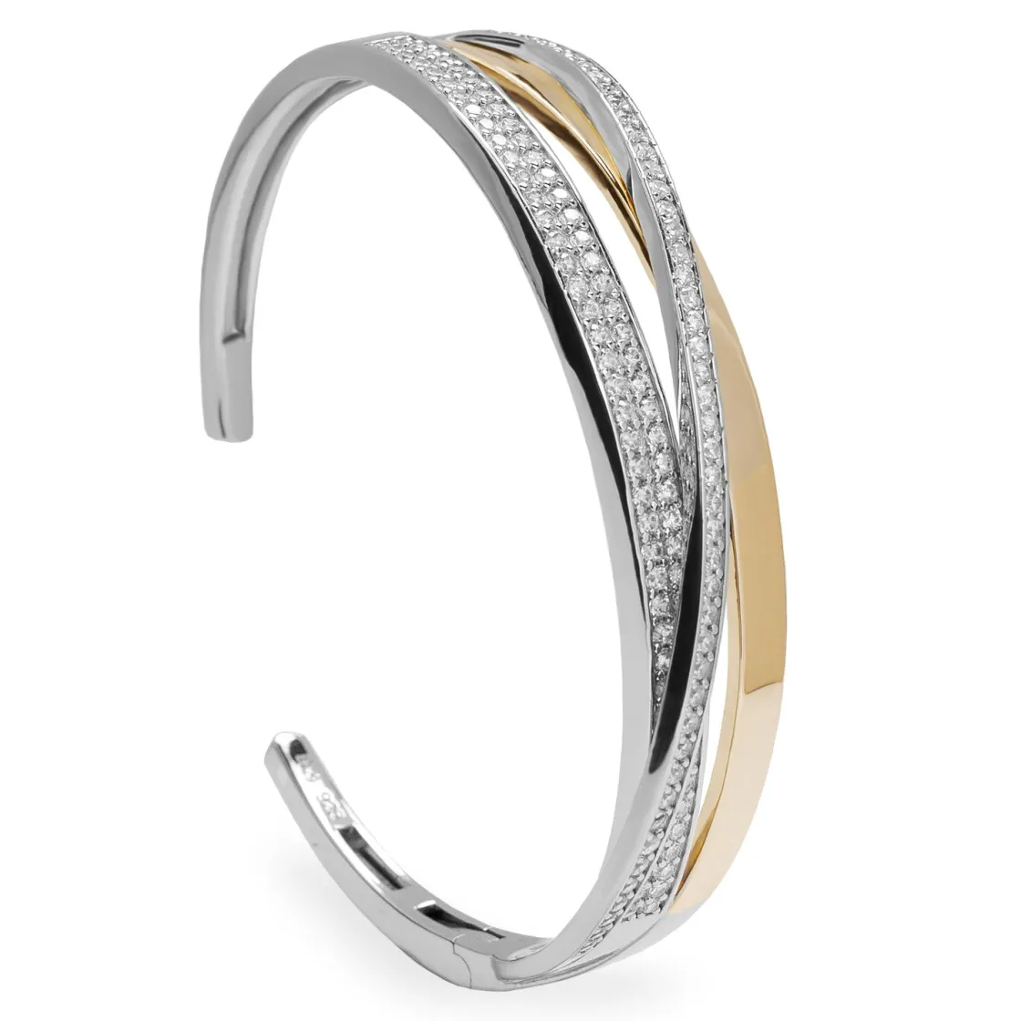 Pulseras Esclavas | LINEARGENT Pulsera esclava de plata diseño bicolor entrecruzado