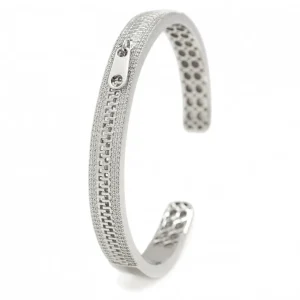 Pulseras Esclavas | LINEARGENT Pulsera esclava de plata diseño cremallera y circonita