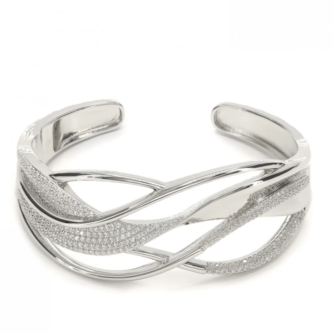 Pulseras Esclavas | LINEARGENT Pulsera esclava de plata diseño enredado con circonitas