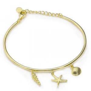 Pulseras Esclavas | LINEARGENT Pulsera esclava de plata diseño marino en oro