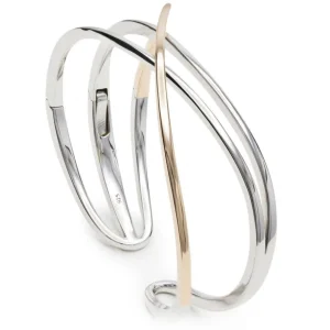 Pulseras Esclavas | LINEARGENT Pulsera esclava de plata gruesa con carril bicolor