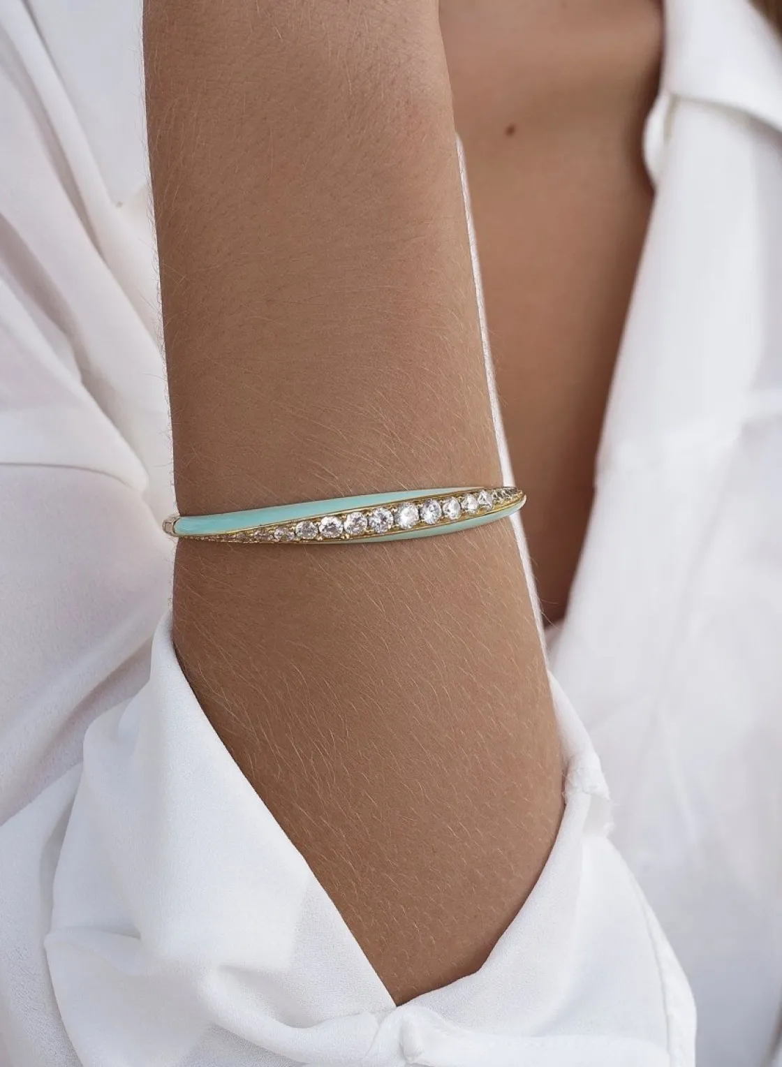 Pulseras Esclavas | LINEARGENT Pulsera esclava diseño combinado de circonitas y esmalte