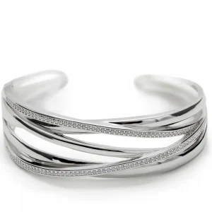 Pulseras Esclavas | LINEARGENT Pulsera esclava diseño de múltiples raíles con circonitas