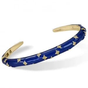 Pulseras Esclavas | LINEARGENT Pulsera esclava diseño irregular de esmalte azul eléctrico