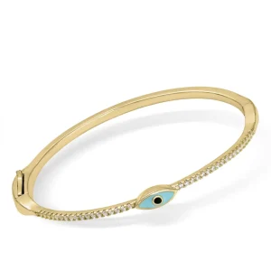Pulseras Esclavas | LINEARGENT Pulsera esclava en plata diseño ojo azul