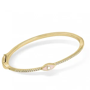 Pulseras Esclavas | LINEARGENT Pulsera esclava en plata diseño ojo rosa claro