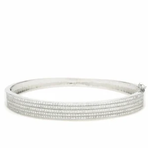 Pulseras Esclavas | LINEARGENT Pulsera esclava gruesa de plata con cinco líneas de circonitas