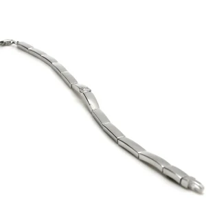 Pulseras Brillantes | LINEARGENT Pulsera eslabones de diseño rígido con circonita
