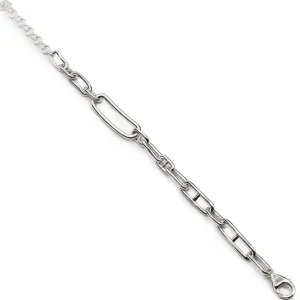 Pulsera Eslabones Plata | LINEARGENT Pulsera eslabones de plata con diseño desigual