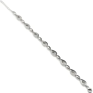 Pulsera Eslabones Plata | Pulseras Brillantes | LINEARGENT Pulsera eslabones en forma de lágrima con circonitas