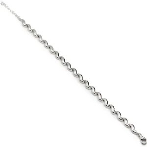 Pulsera Eslabones Plata | Pulseras Brillantes | LINEARGENT Pulsera eslabones en forma de onda con circonitas