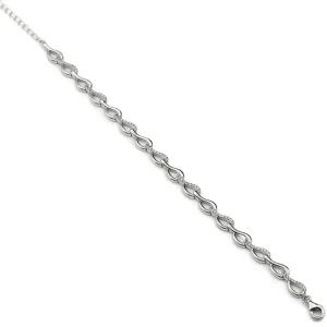 Pulsera Eslabones Plata | LINEARGENT Pulsera eslabones en forma irregular con circonitas