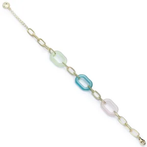 Pulsera Eslabones Plata | LINEARGENT Pulsera eslabones plata bañada en oro combinada con resina