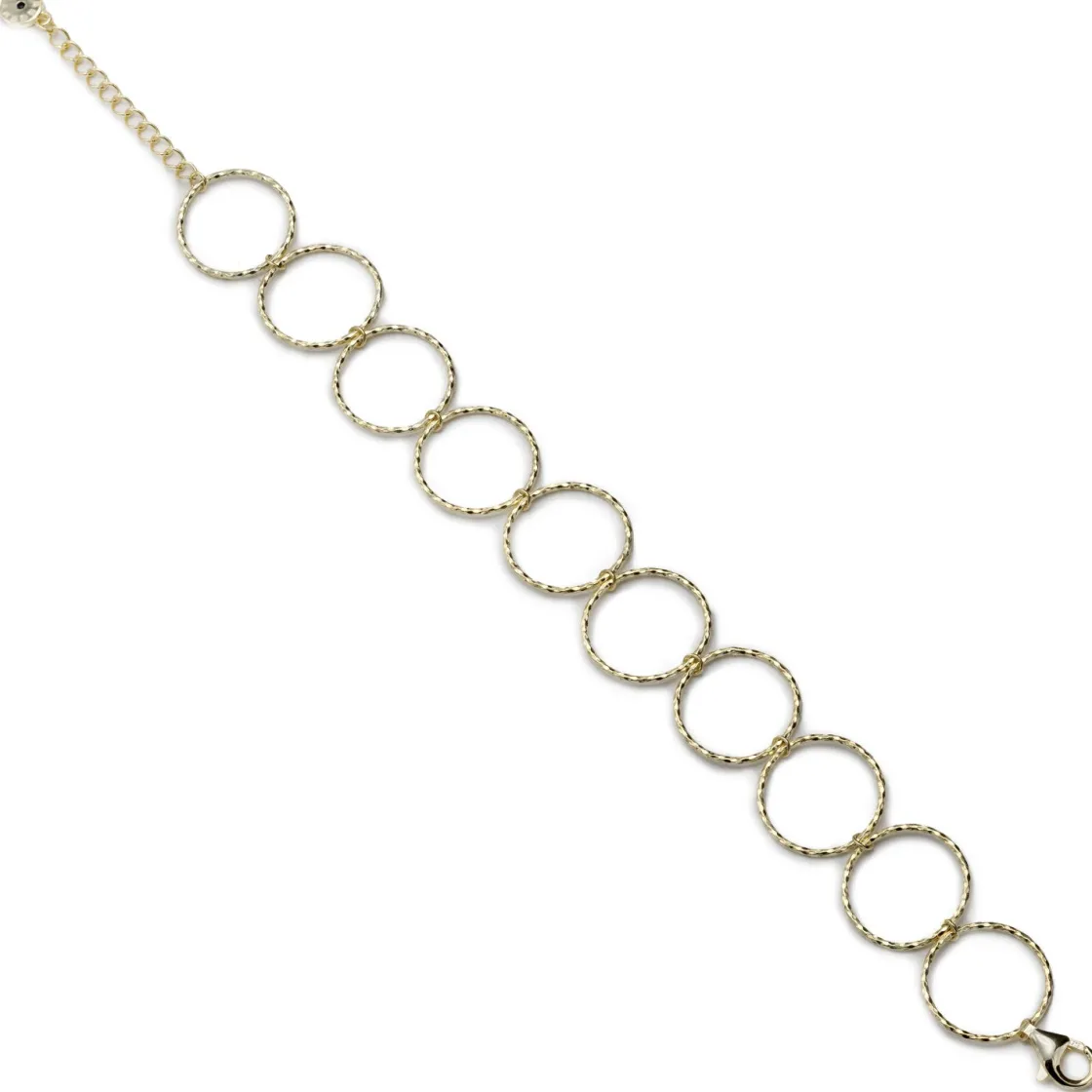 Pulsera Eslabones Plata | LINEARGENT Pulsera eslabones plata bañada en oro diseño aros estilo boho