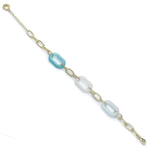 Pulsera Eslabones Plata | LINEARGENT Pulsera eslabones plata combinados con eslabones de resina