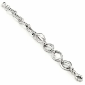 Pulsera Eslabones Plata | LINEARGENT Pulsera eslabones plata con diseño de anillas curvilíneas