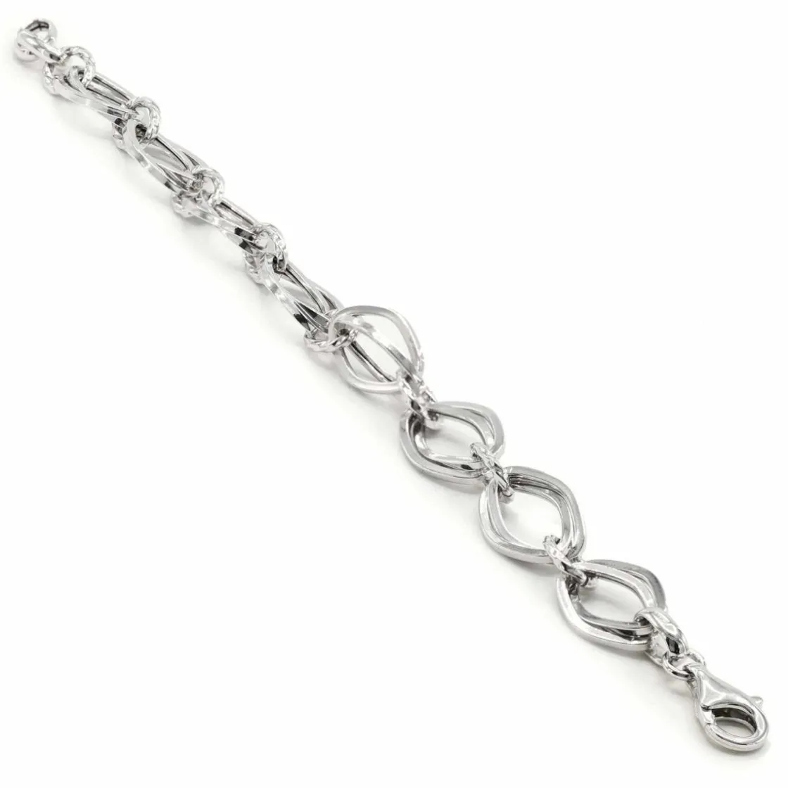 Pulsera Eslabones Plata | LINEARGENT Pulsera eslabones plata con diseño de anillas curvilíneas