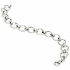 Pulsera Eslabones Plata | LINEARGENT Pulsera eslabones plata diseño circular circonitas