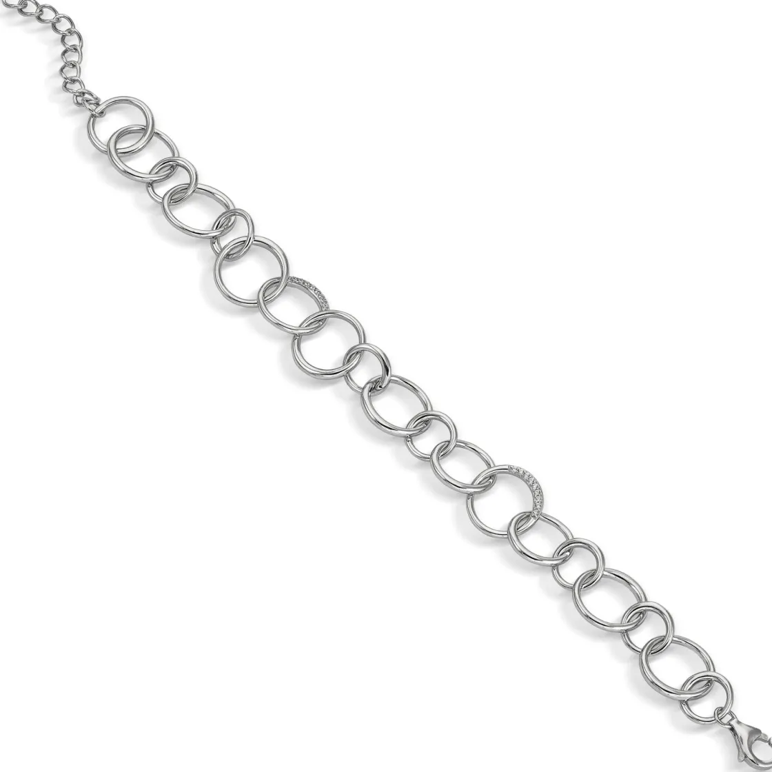 Pulsera Eslabones Plata | LINEARGENT Pulsera eslabones plata diseño circular irregular