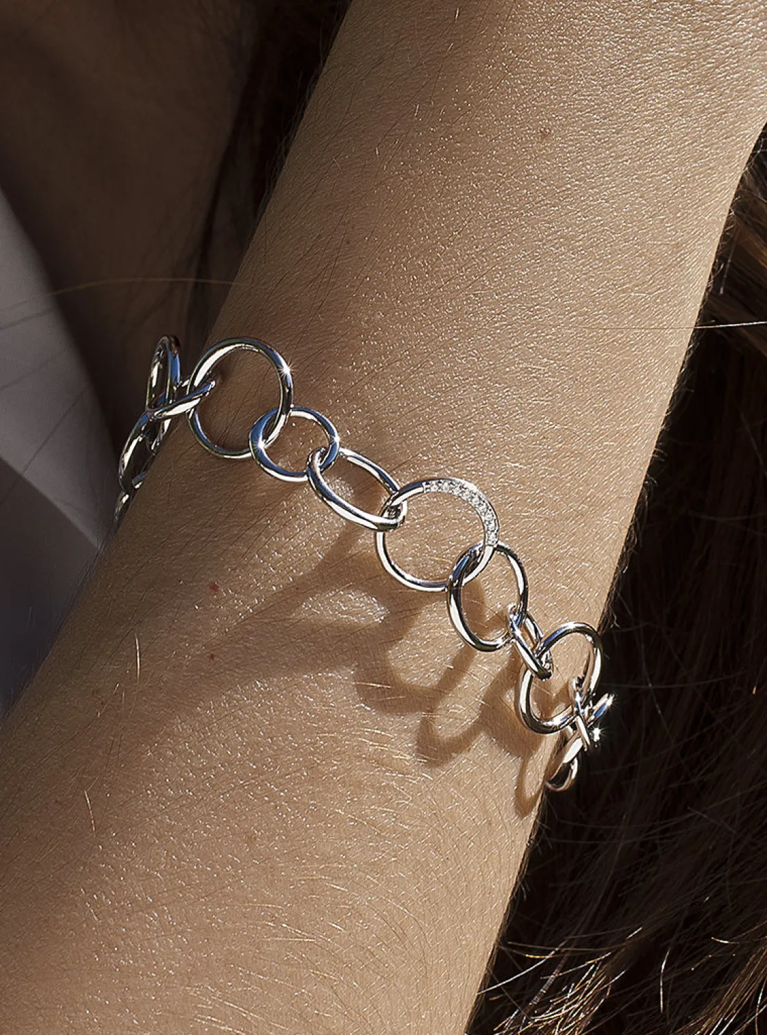 Pulsera Eslabones Plata | LINEARGENT Pulsera eslabones plata diseño circular irregular