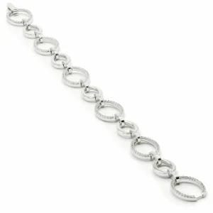 Pulsera Eslabones Plata | LINEARGENT Pulsera eslabones plata diseño de círculos con circonita