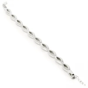 Pulseras Brillantes | LINEARGENT Pulsera eslabones plata diseño entrelazado ovalado