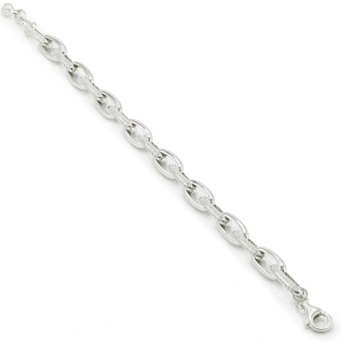 Pulsera Eslabones Plata | LINEARGENT Pulsera eslabones plata diseño liso con detalle de circonitas