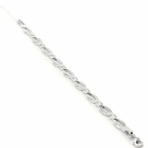 Pulseras Brillantes | LINEARGENT Pulsera eslabones plata diseño ovalado con circonitas