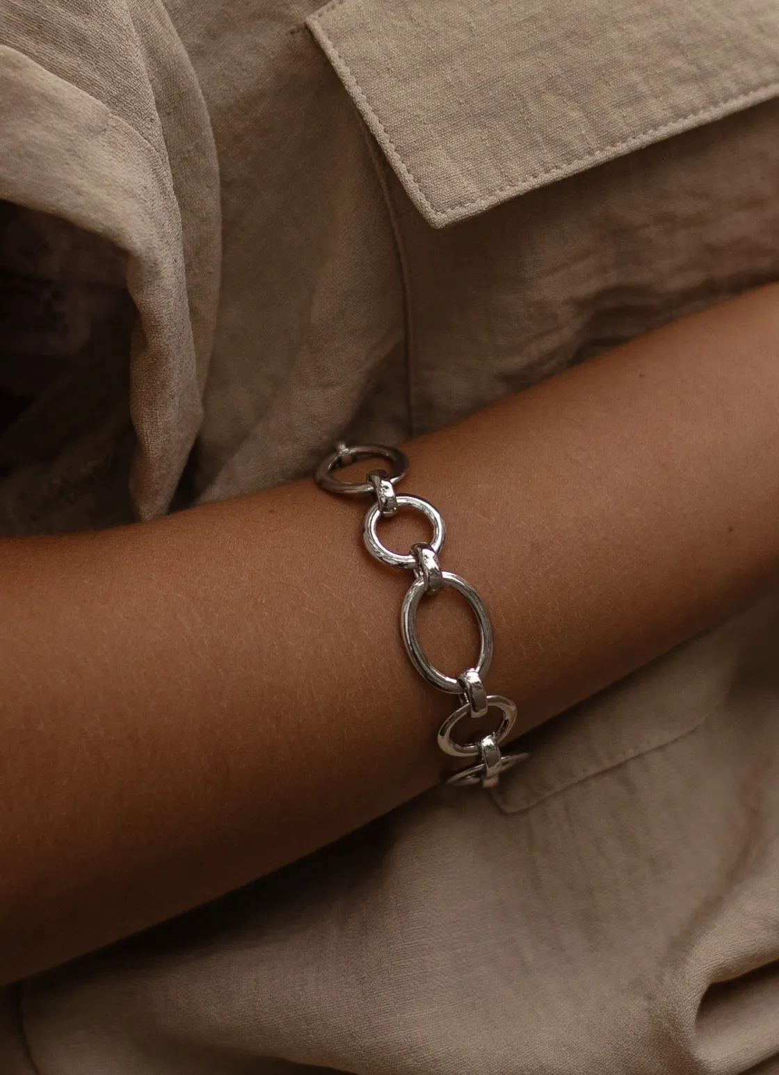 Pulsera Eslabones Plata | LINEARGENT Pulsera eslabones plata diseño ovalados dos medidas