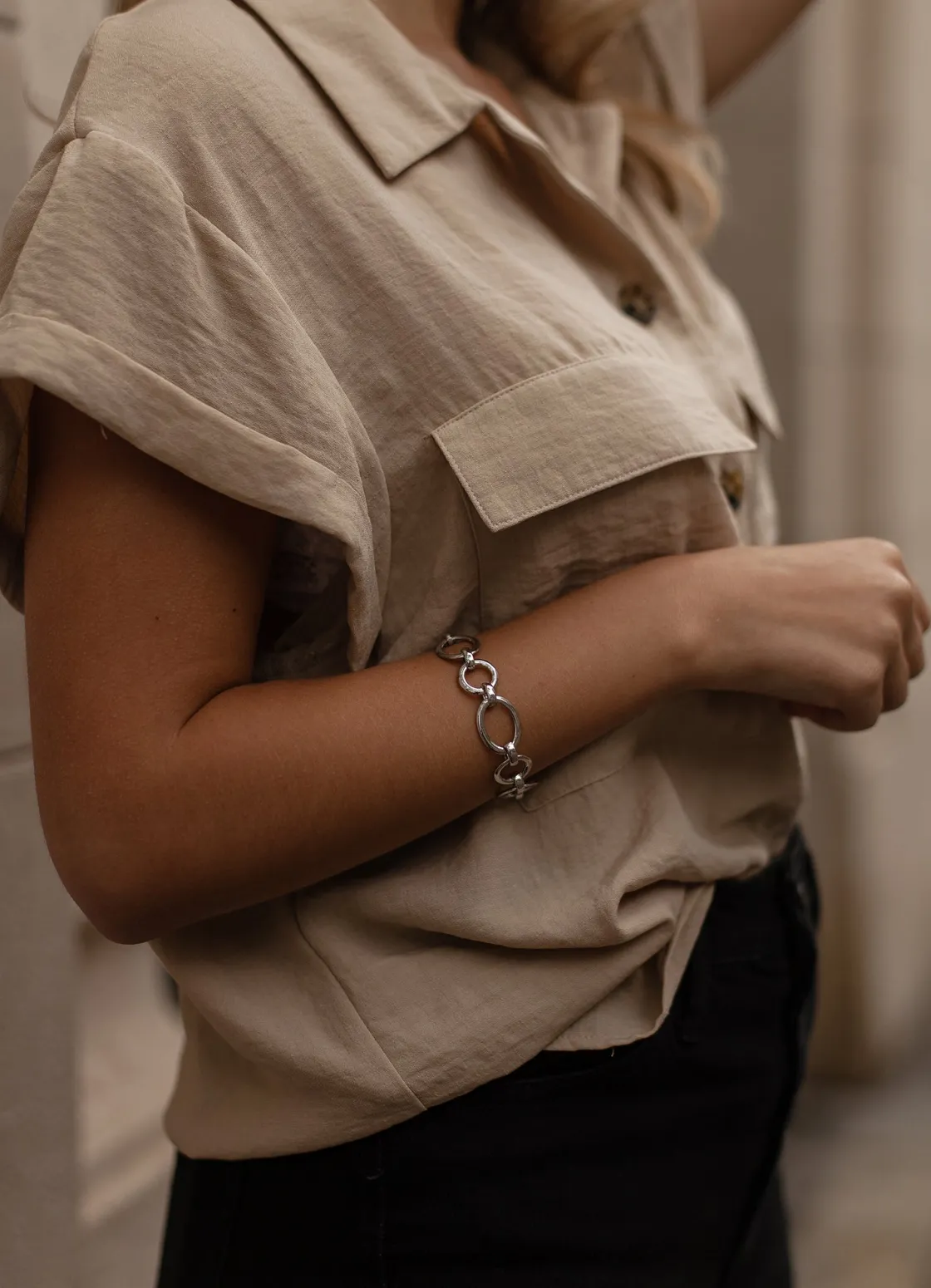 Pulsera Eslabones Plata | LINEARGENT Pulsera eslabones plata diseño ovalados dos medidas