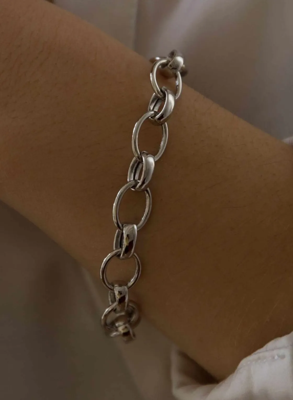Pulsera Eslabones Plata | LINEARGENT Pulsera eslabones plata diseño plano y ovalado