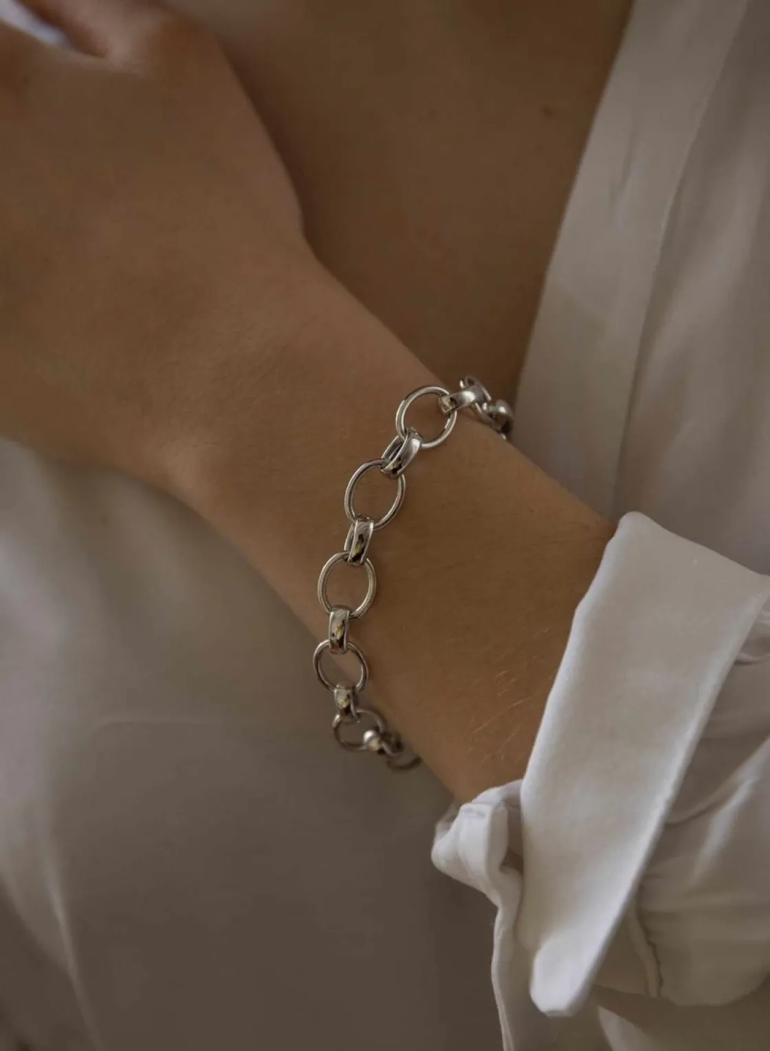 Pulsera Eslabones Plata | LINEARGENT Pulsera eslabones plata diseño plano y ovalado