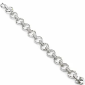 Pulsera Eslabones Plata | LINEARGENT Pulsera eslabones plata diseño redondo con circonitas