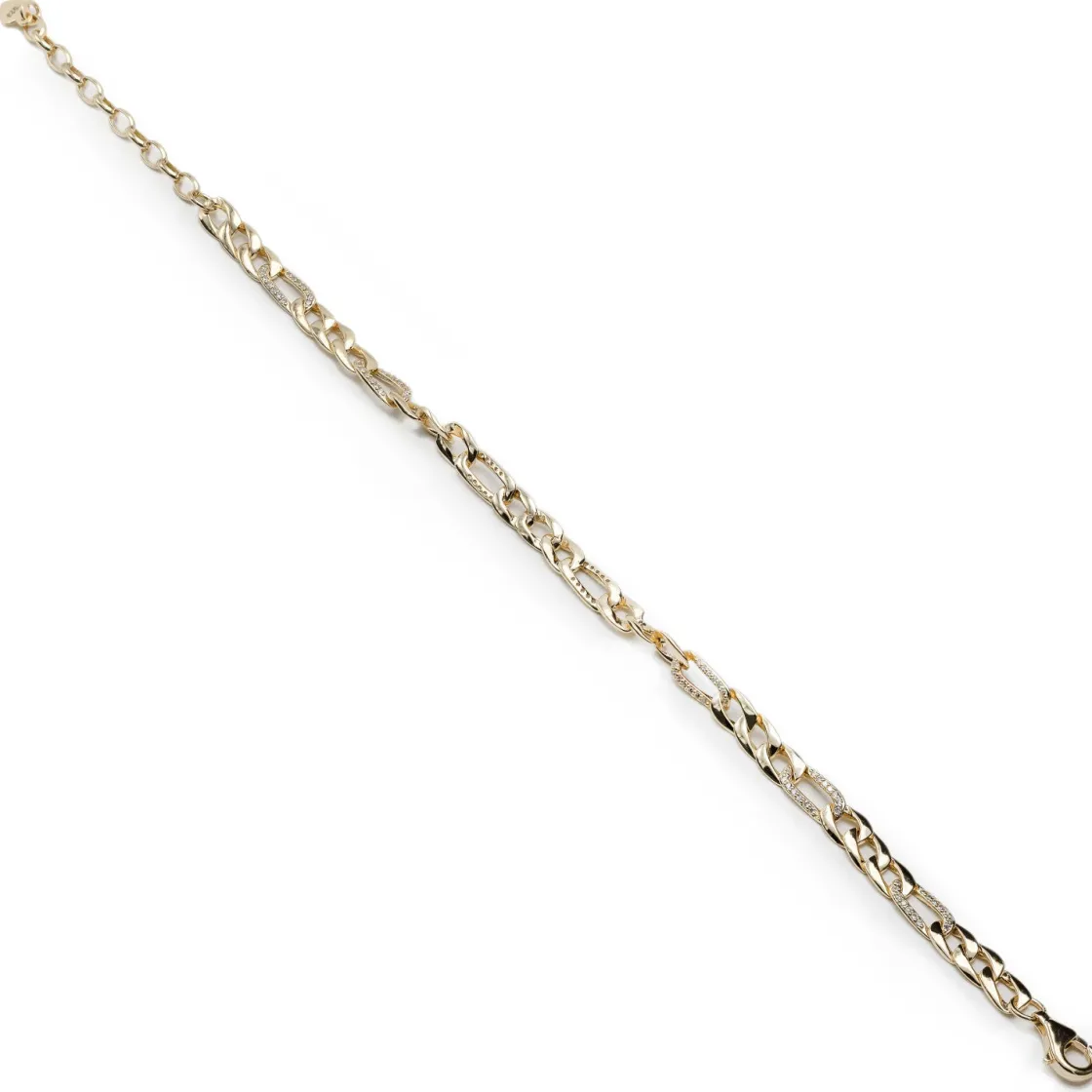Pulsera Eslabones Plata | Pulseras Finas | LINEARGENT Pulsera eslabones plata dorados diseño fino con circonitas