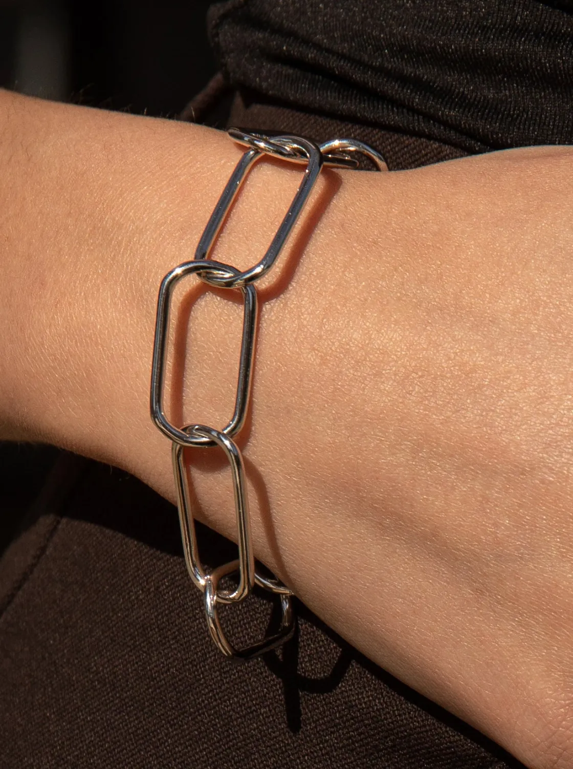 Pulsera Eslabones Plata | LINEARGENT Pulsera eslabones plata mujer diseño grande y fino