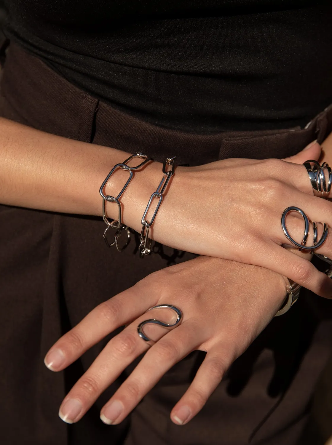 Pulsera Eslabones Plata | LINEARGENT Pulsera eslabones plata mujer diseño grande y fino