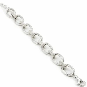 Pulsera Eslabones Plata | LINEARGENT Pulsera eslabones plata ovalados con detalle de circonita