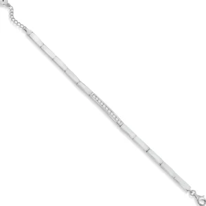 Pulseras Brillantes | LINEARGENT Pulsera eslabones plata para novia con tira de circonitas