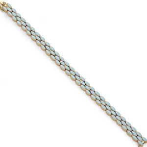 Pulseras Finas | LINEARGENT Pulsera esmalte en plata rosa diseño ovalos turquesa