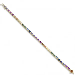Pulseras Con Piedras | Pulseras Finas | LINEARGENT Pulsera fina de plata multicolor