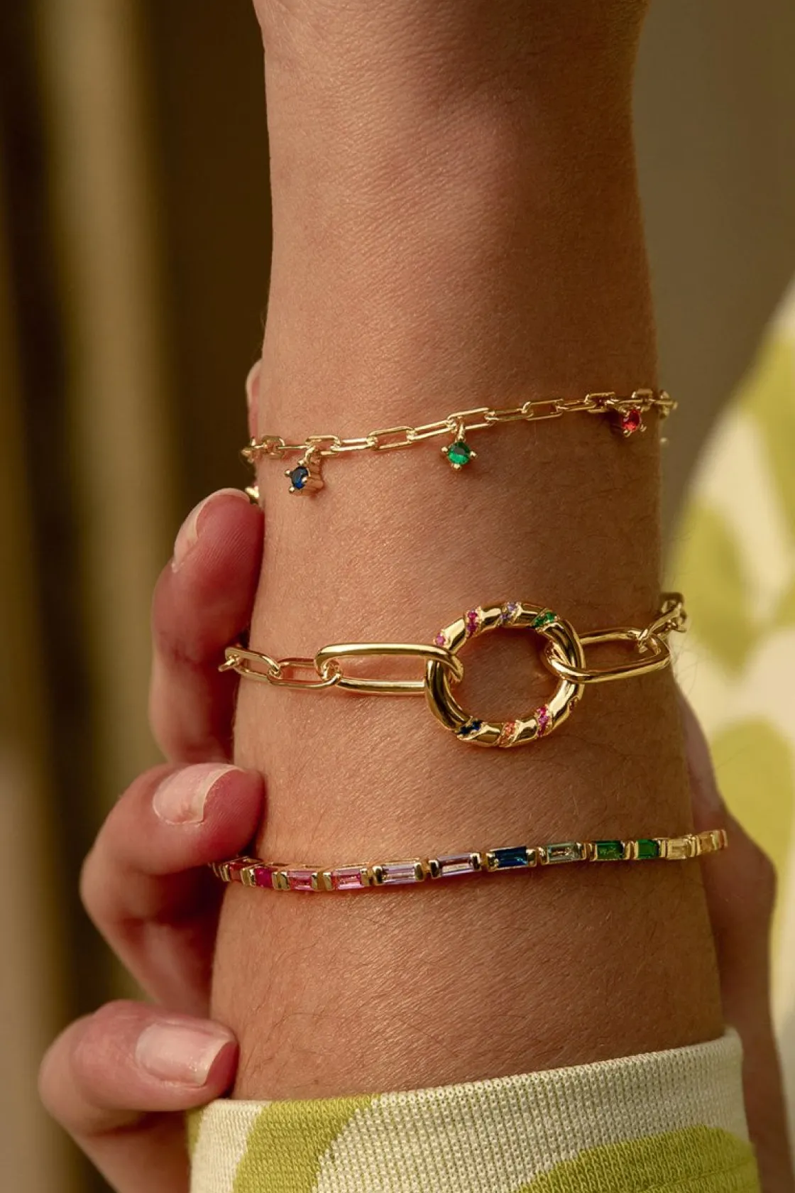 Pulseras Con Piedras | Pulseras Finas | LINEARGENT Pulsera fina de plata multicolor