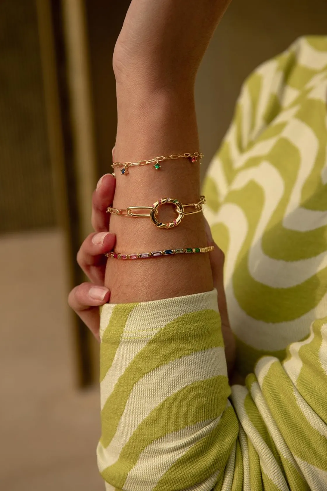 Pulseras Con Piedras | Pulseras Finas | LINEARGENT Pulsera fina de plata multicolor