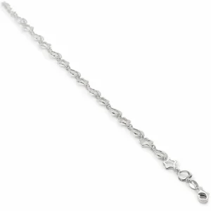 Pulseras Finas | LINEARGENT Pulsera infantil de plata motivo flor y corazón