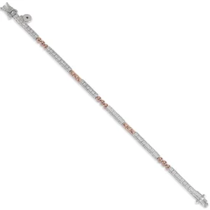 Pulseras Brillantes | Pulsera Riviere | LINEARGENT Pulsera riviere bicolor en rosa circular y circonita talla princesa