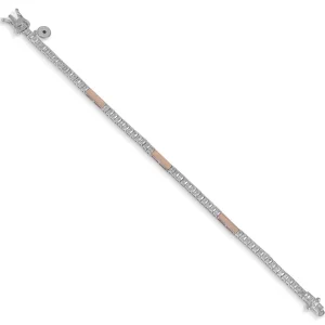 Pulsera Riviere | LINEARGENT Pulsera riviere bicolor en rosa rectangular y circonita talla princesa